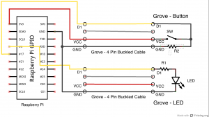 図2.GROVE-LED と GROVE- ボタン を用いた実験回路